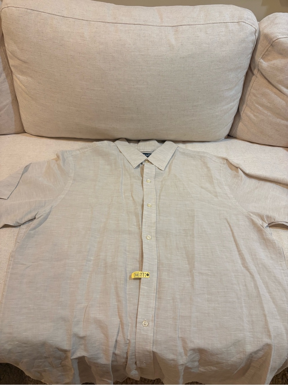 Chaps Men's Short-Sleeve Button-Down Shirt in Light Tan